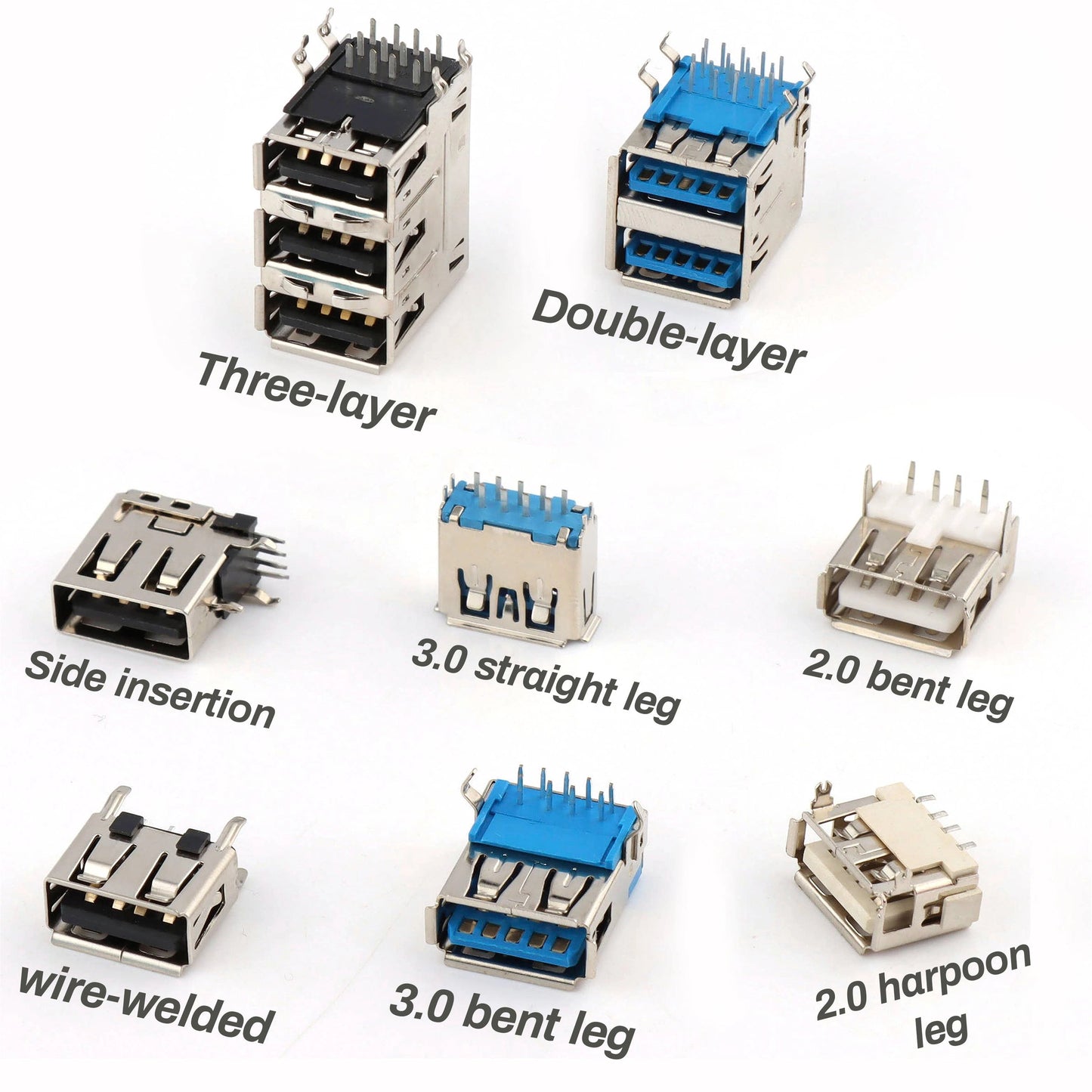 Female USB A Connector 4-Pin Socket