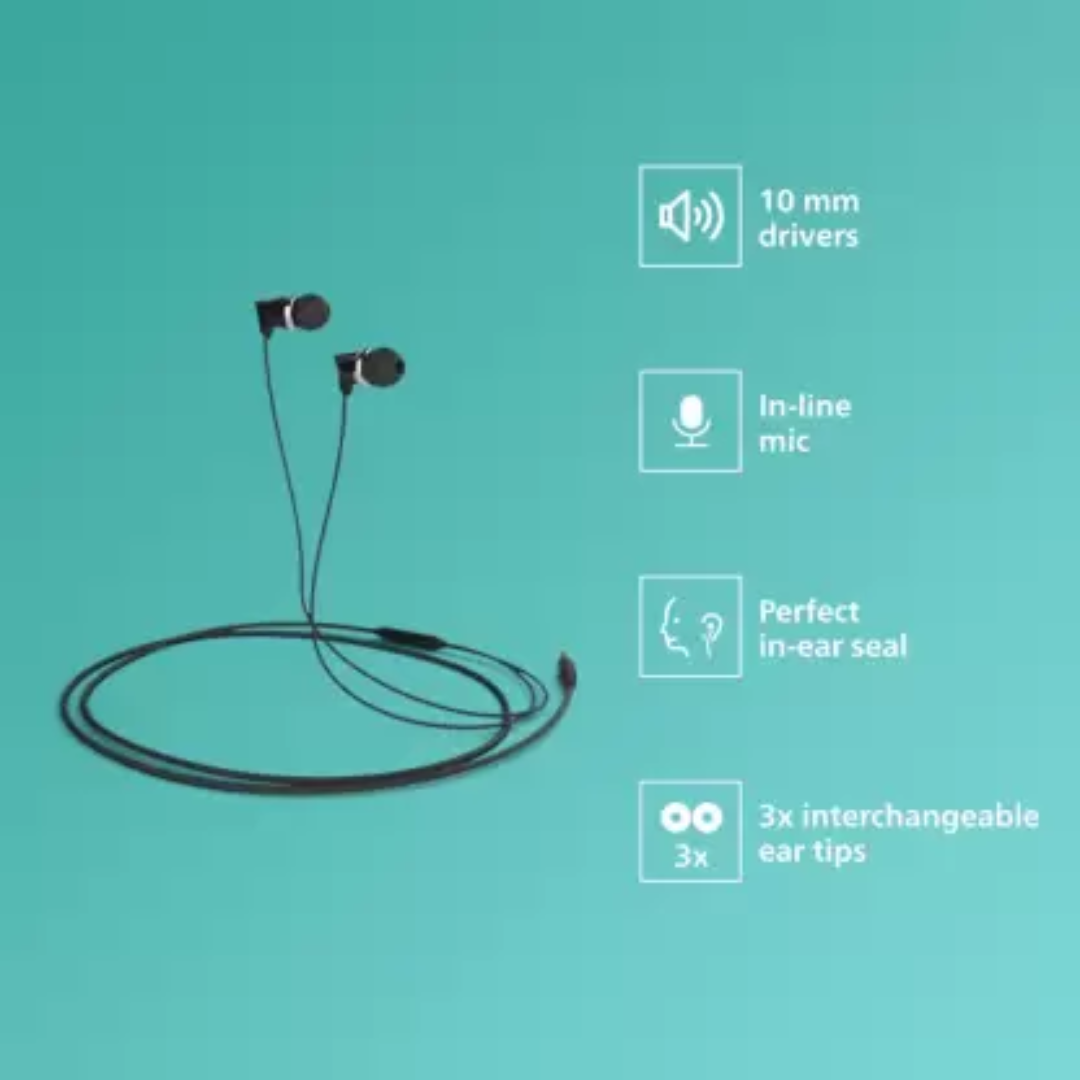PHILIPS (Wired Headset Black, Silver, In the Ear)