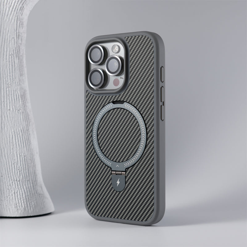 Elegant Carbon Fiber Maagsafe Stand Case - iPhone