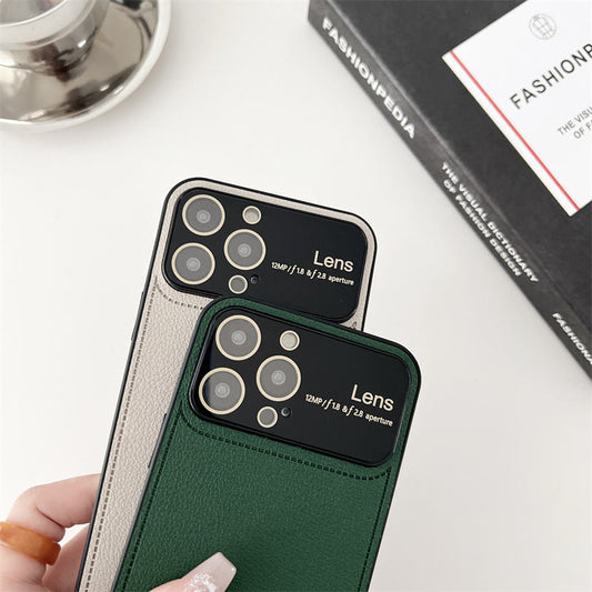 Luxury Glass Lens Window Leather Case - iPhone
