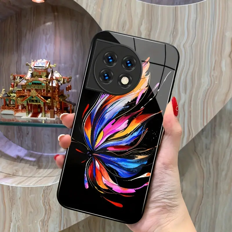 Butterfly Dream Vibrant Ink Art Glass Case - OnePlus