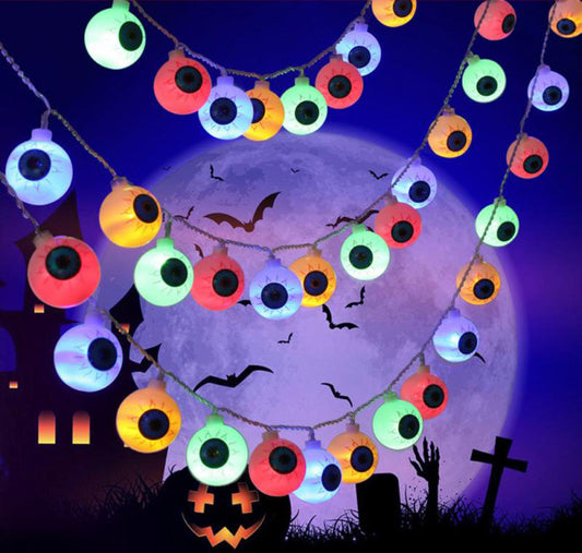 Halloween LED Eyeball Light String 10 Pcs LED Ghost Eye Light Warm Cold Colorful For Halloween Home Party Decor