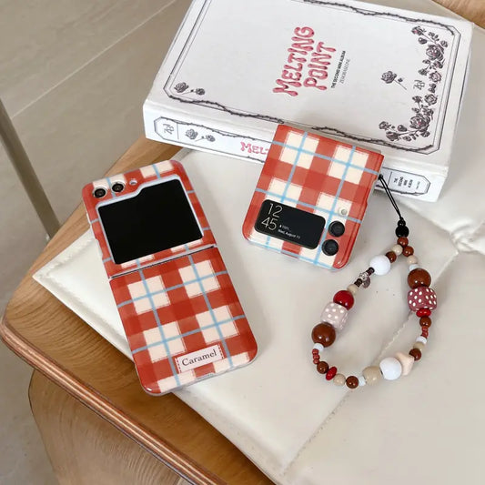 Trendy Plaid Beaded Case with Charm - Samsung