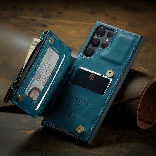 Secure Shield Luxury Zip Flip Phone Case - Samsung