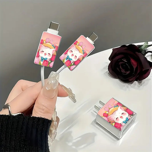 Whimsical Cat-Themed Charger Protector Kit
