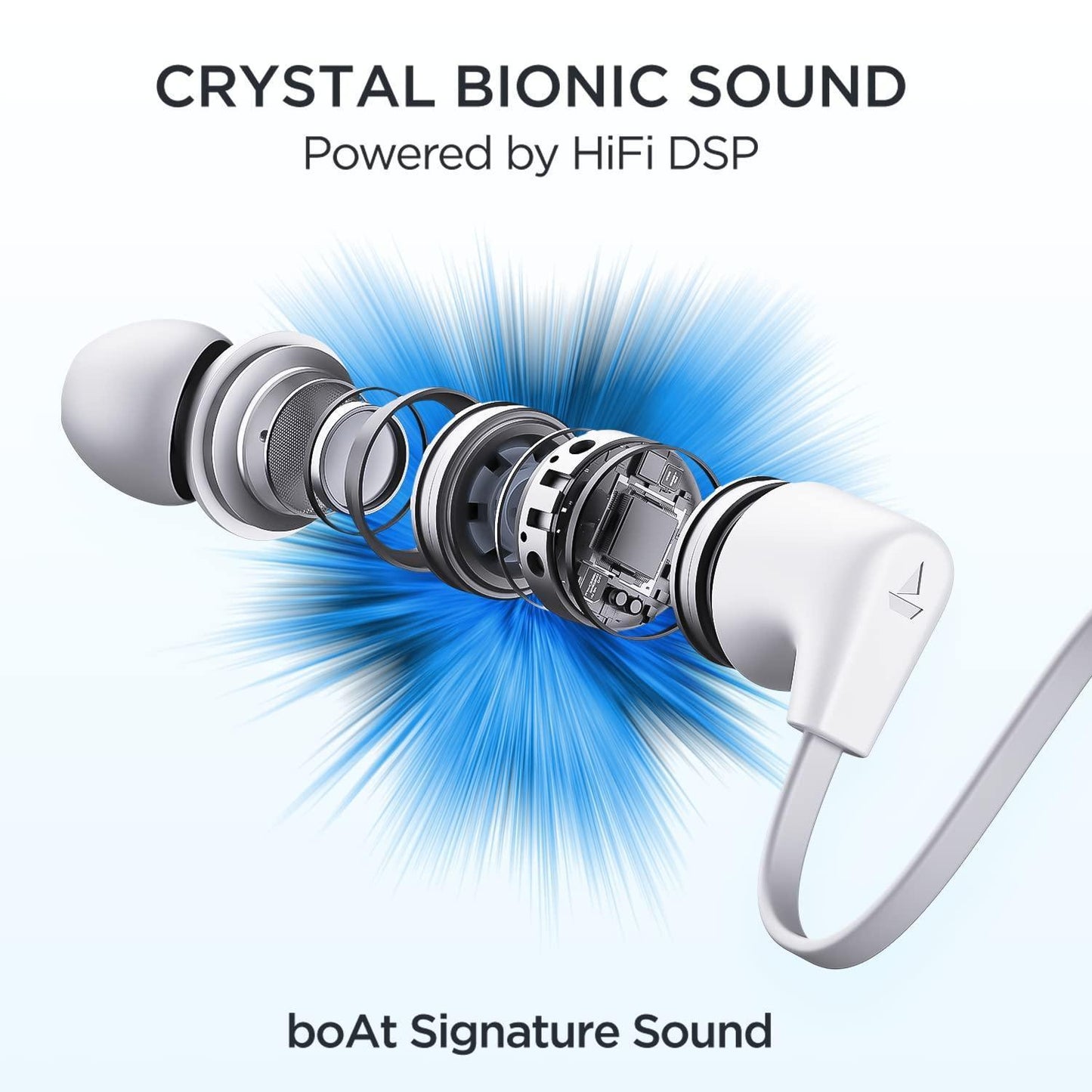 boAt Rockerz Trinity in Ear Earphones with 150H Playtime, Crystal Bionic Sound Powered by HiFi, Signature Sound, Beast™ Mode, ENx™ Tech, ASAP™ Charge, IPX5, Dual Pairing(Kutch White)
