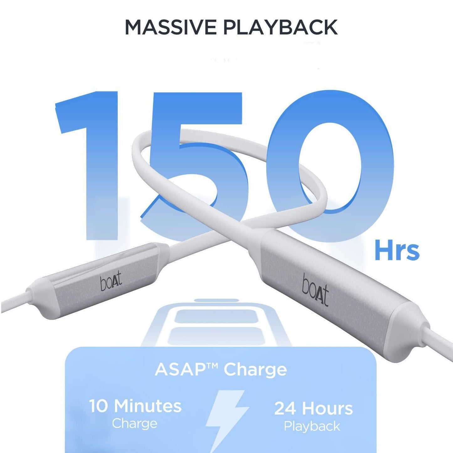 boAt Rockerz Trinity in Ear Earphones with 150H Playtime, Crystal Bionic Sound Powered by HiFi, Signature Sound, Beast™ Mode, ENx™ Tech, ASAP™ Charge, IPX5, Dual Pairing(Kutch White)