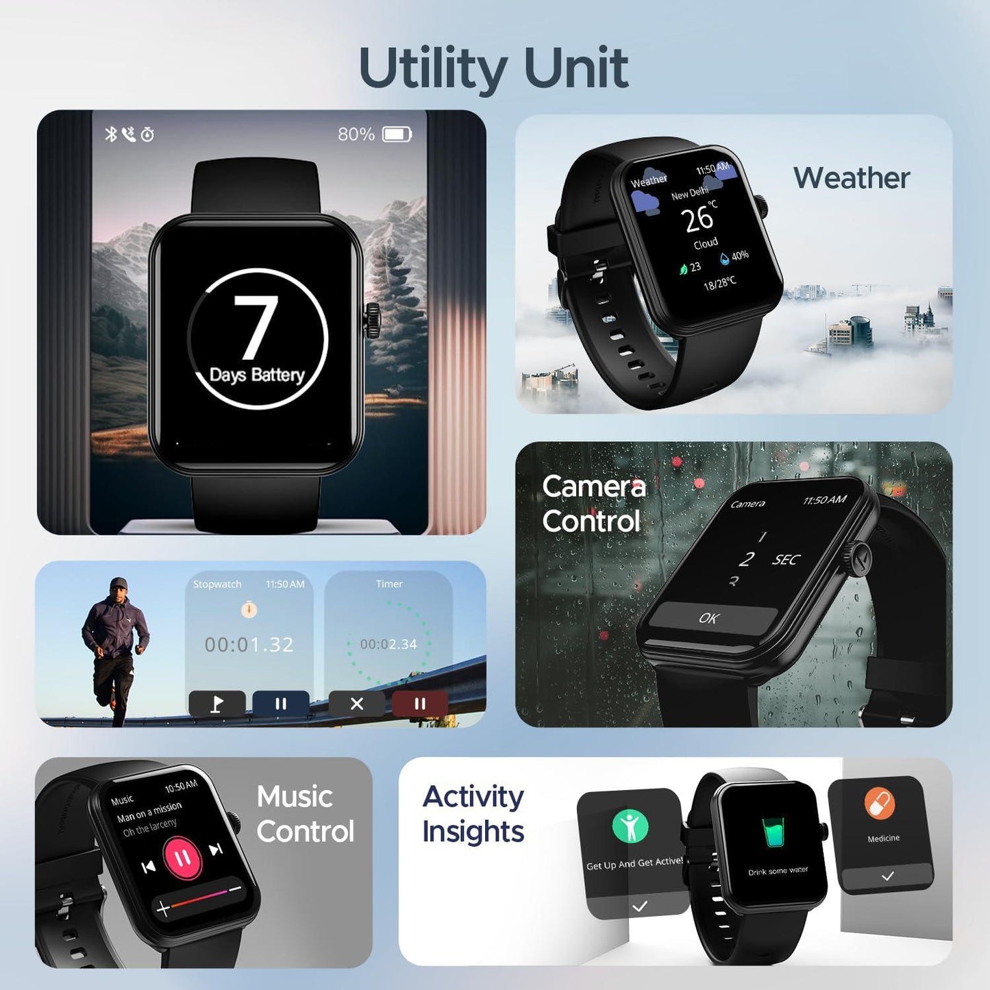boAt Xtend Plus Smart Watch with 1.78" AMOLED Display, Coins, Advanced BT Calling, 100+ Sports Mode, Always On Display, HR & SP02 Monitoring & Stress Monitoring(Jet Black)