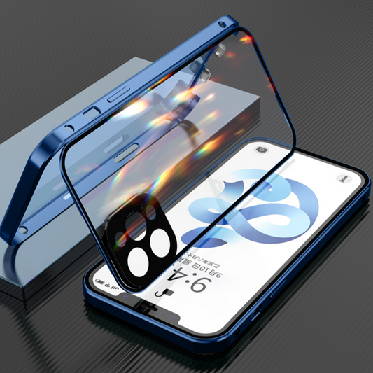 Auto Fit Magnetic Glass Camera Protective Case - iPhone
