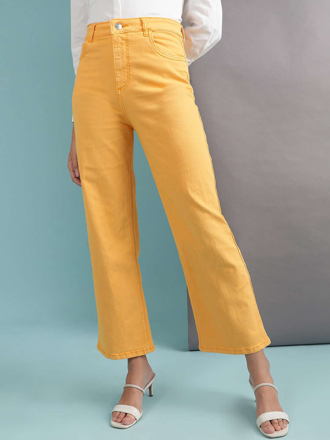 Women Tinted Wide Leg Denim Jeans