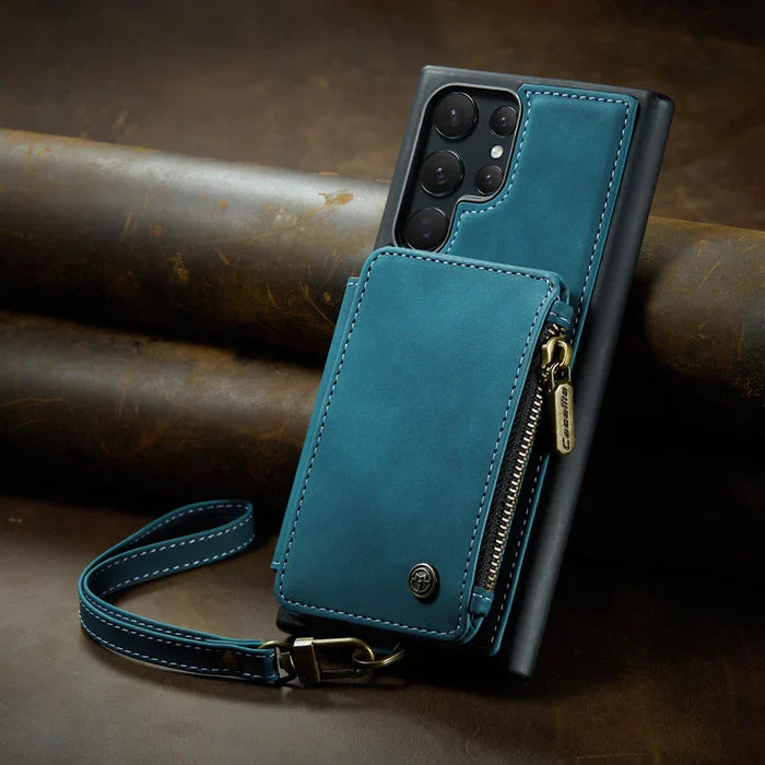 Secure Shield Luxury Zip Flip Phone Case - Samsung