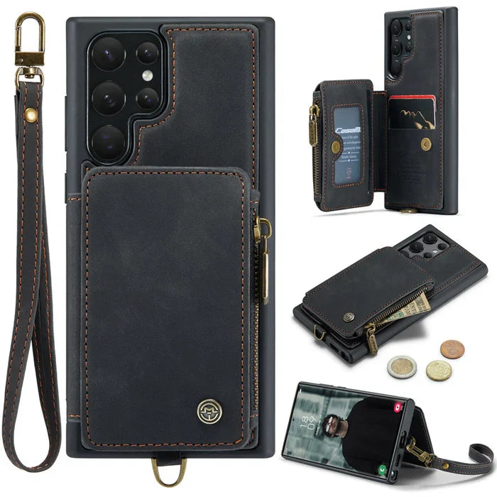 Secure Shield Luxury Zip Flip Phone Case - Samsung