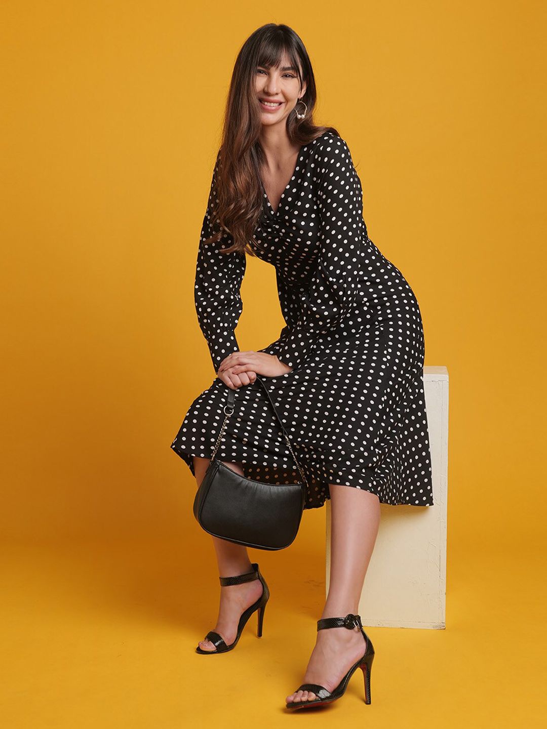 Women V Neck Polka Dot Dress