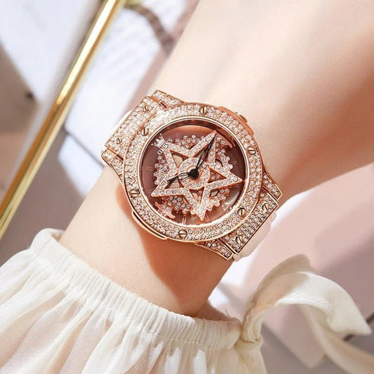 Elegant Star Revolving Diamond Wristwatch