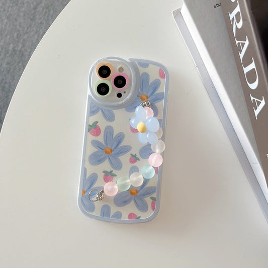 3D Blossom Pattern Case with Charm Strap
