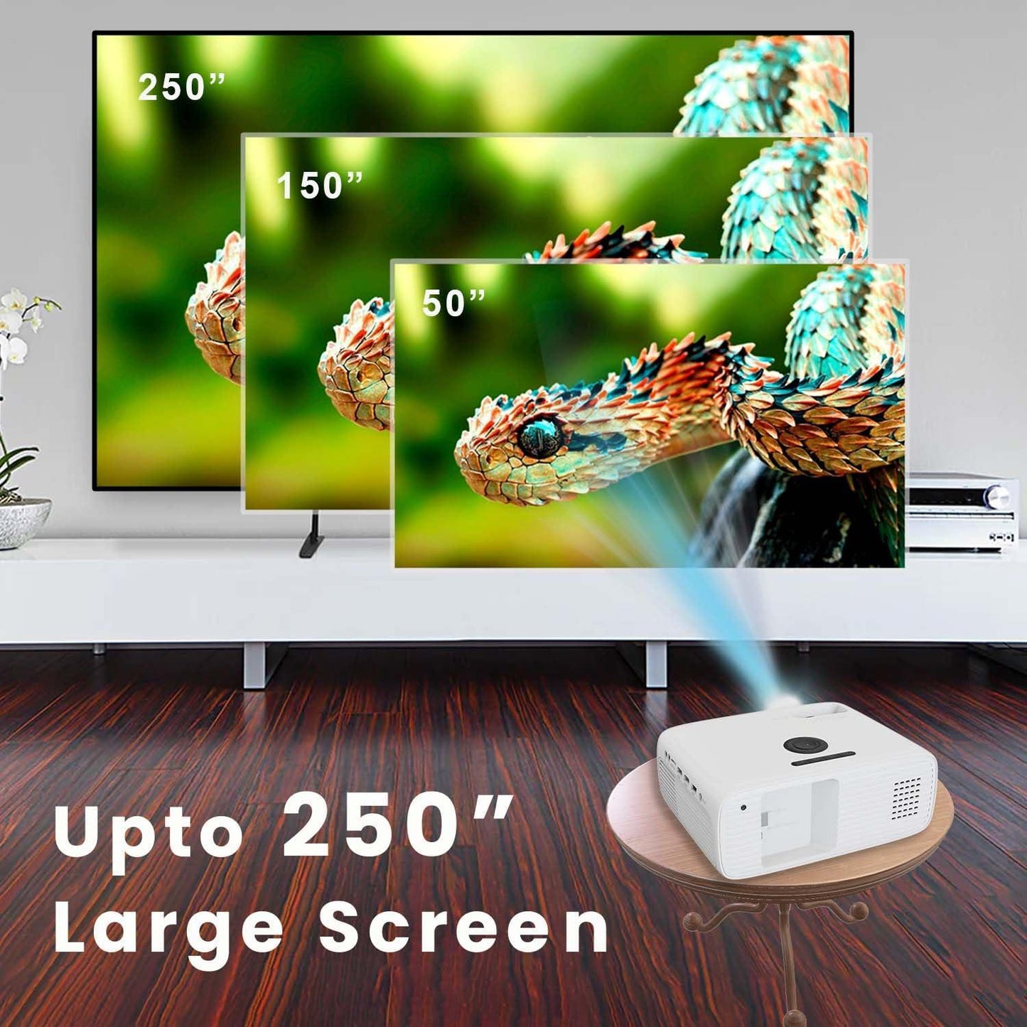 E Gate New K9 Pro Ultra Bright 750 ANSI Bluetooth Projector for Home, 4K Support | Brightest in Segment | 635cm Max Screen | 5W Inbuilt Speaker | 3 HDMI, 2 USB, AV, Aux, mSD Card (White)