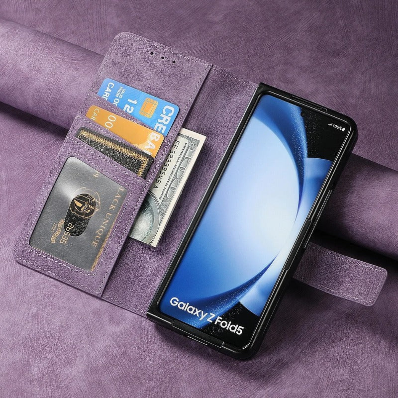Galaxy Z Fold 5 Premium Magnetic Essentials Leather Wallet Case