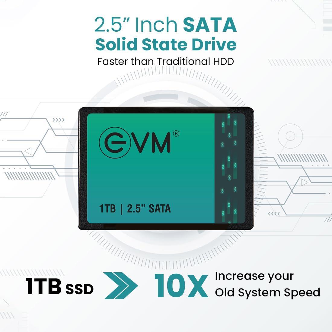 EVM 1TB 2.5 Inch SATA Internal SSD - Read: 550MB/s & Write: 500MB/s - SATA Solid-State Drive - 5Years Warranty (EVM25/1TB)