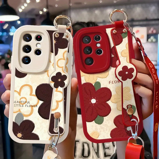 Floral Silicone Crossbody Case - Samsung