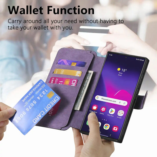 Detachable 2-in-1 Magnetic PU Leather Wallet Case