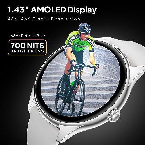 Fire-Boltt Phoenix AMOLED 1.43" Display Smart Watch, with 700 NITS Brightness, Stainless Steel Rotating Crown, Multipe Sports Modes & 360 Health (Grey)