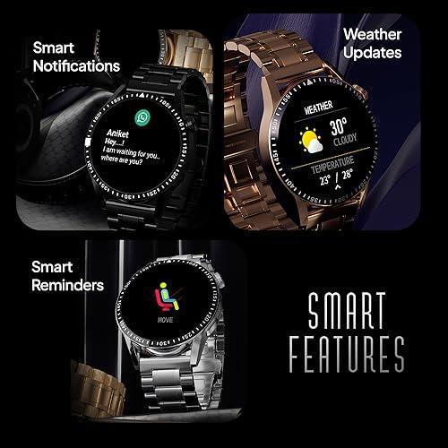 Fire-Boltt Talk 2 Pro Ultra 1.39" Round Display Stainless Steel Luxury Smart Watch, Bluetooth Calling & 360 Health Monitoring, 123 Sports Modes, Inbuilt Voice Assistant (Gold)