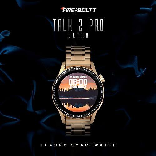 Fire-Boltt Talk 2 Pro Ultra 1.39" Round Display Stainless Steel Luxury Smart Watch, Bluetooth Calling & 360 Health Monitoring, 123 Sports Modes, Inbuilt Voice Assistant (Gold)