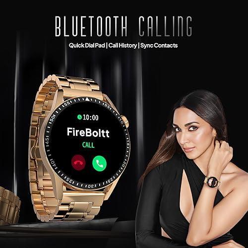 Fire-Boltt Talk 2 Pro Ultra 1.39" Round Display Stainless Steel Luxury Smart Watch, Bluetooth Calling & 360 Health Monitoring, 123 Sports Modes, Inbuilt Voice Assistant (Gold)