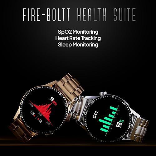 Fire-Boltt Talk 2 Pro Ultra 1.39" Round Display Stainless Steel Luxury Smart Watch, Bluetooth Calling & 360 Health Monitoring, 123 Sports Modes, Inbuilt Voice Assistant (Gold)