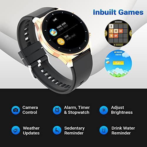 Fire-Boltt Thunder Bluetooth Calling Full Touch 1.32inch(3.32cm) Amoled LCD Smartwatch with SpO2, Heart Rate & Sleep Monitoring, 30 Sports Modes (Gold Black), Free Size