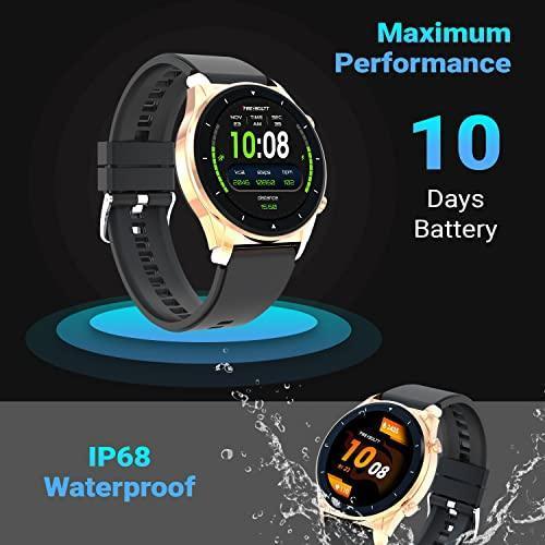 Fire-Boltt Thunder Bluetooth Calling Full Touch 1.32inch(3.32cm) Amoled LCD Smartwatch with SpO2, Heart Rate & Sleep Monitoring, 30 Sports Modes (Gold Black), Free Size