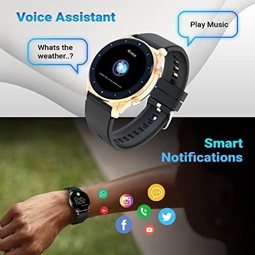 Fire-Boltt Thunder Bluetooth Calling Full Touch 1.32inch(3.32cm) Amoled LCD Smartwatch with SpO2, Heart Rate & Sleep Monitoring, 30 Sports Modes (Gold Black), Free Size