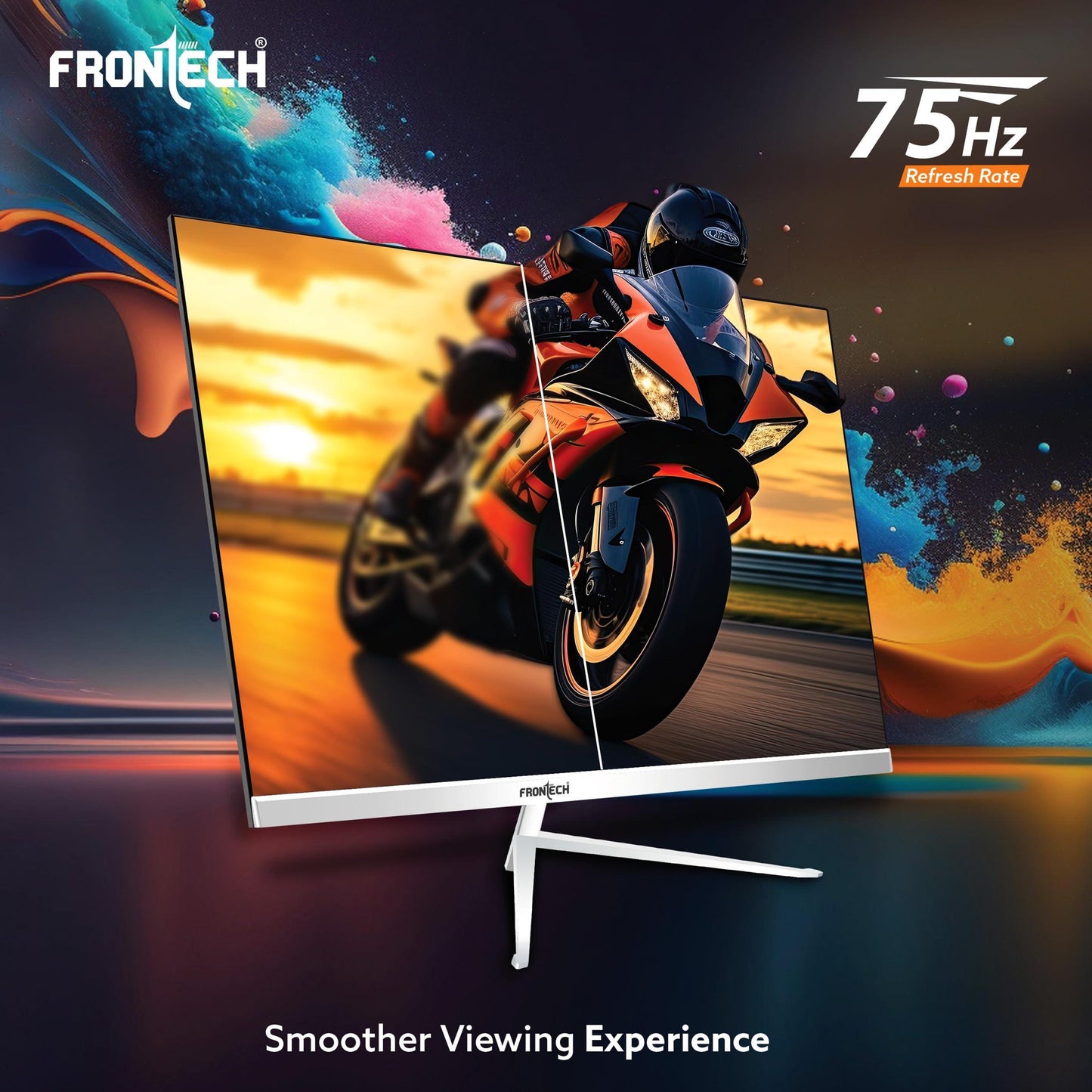FRONTECH 32 Inch Ultima Series LED Monitor | Refresh Rate 75Hz,IPS Panel | Full HD 1080p,Wall Mountable Slim & Stylish Design | HDMI & VGA Ports, Built-in Speaker (MON-0069,White)