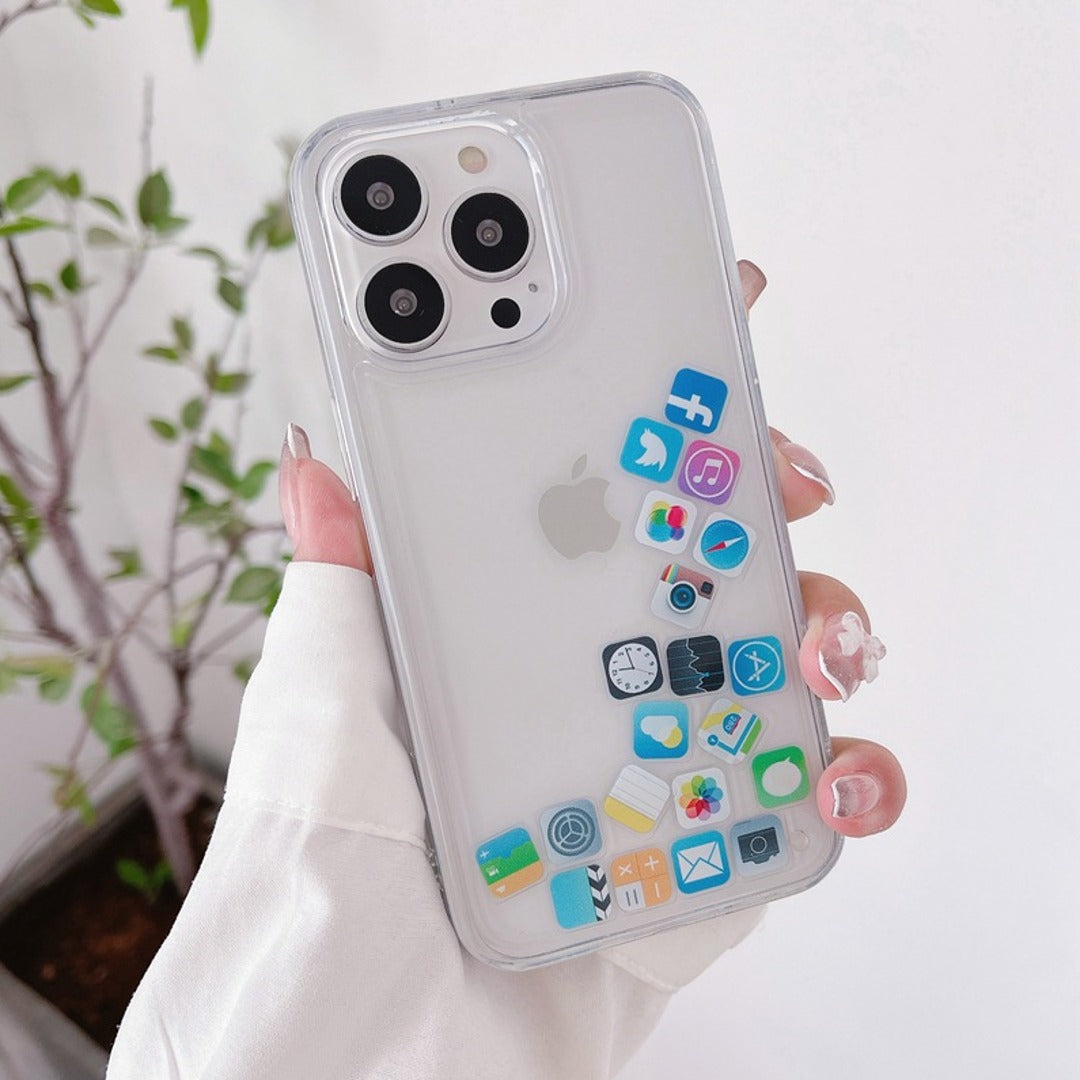 iPhone Series Floating Icons Liquid Gel Shockproof Case