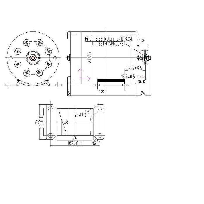 MY1020 Unite 36V 1000W Brushed Permanent Magnet Electric Motor E-Bike Scooter Bicycle