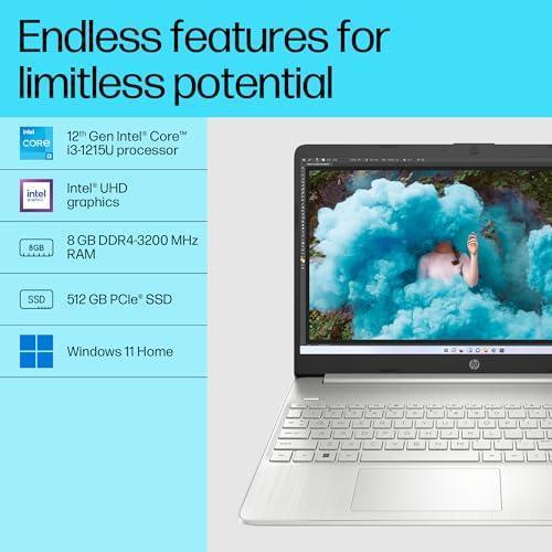 HP Laptop 15,12th Gen Intel Core i3-1215U,15.6 inch(39.6 cm),FHD,Anti-Glare,8 GB DDR4,512 GB SSD,Windows 11,MSO Used