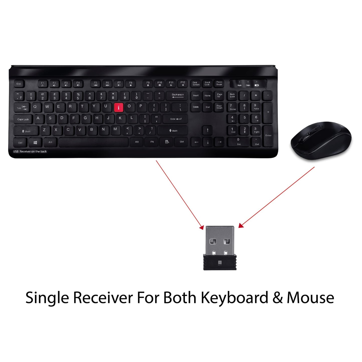 iBall Magical Duo 2 Wireless Deskset - Keyboard and Mouse I Alkaline Battery I High Speed Optical Mouse I Long Battery Life I Smart semi-Multimedia Keyboard - Black