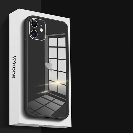 iPhone - Glass Plating Logo Case With Tempered Glass