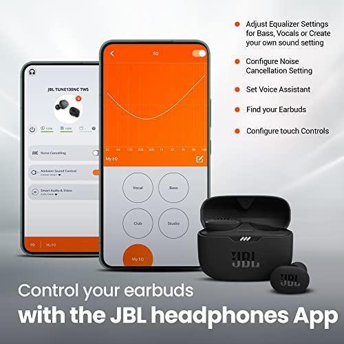 JBL Tune 130NC in Ear Wireless TWS Earbuds with Mic, ANC Earbuds(Upto 40Db), Customizable Bass with Headphones App, 40Hrs Playtime, Legendary Sound, 4 Mics for Clear Calls, Bluetooth 5.2 (Black)