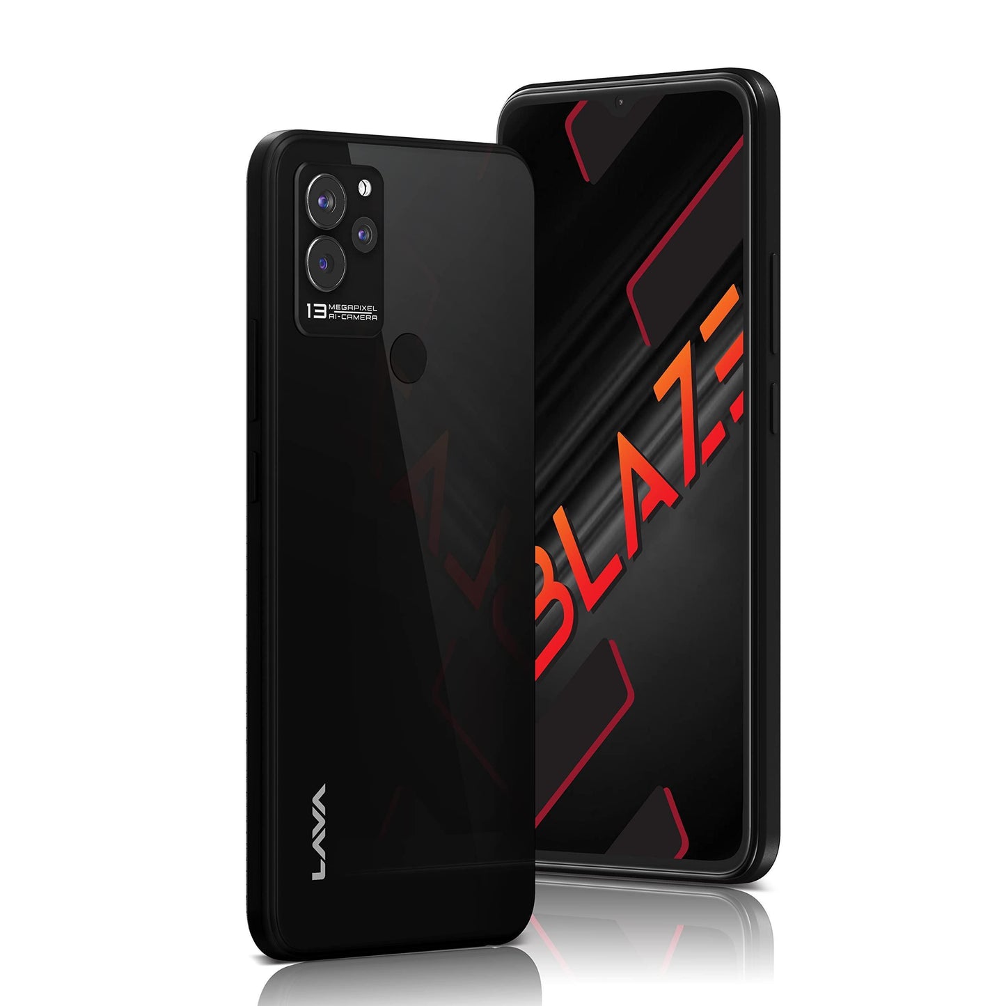 Lava Blaze (Glass Black, 3GB RAM, 64GB Storage)| Premium Glass Back Design| 13 MP AI Triple Camera |Fingerprint Sensor| 5000 mAh Battery| Upto 6GB Expandable RAM