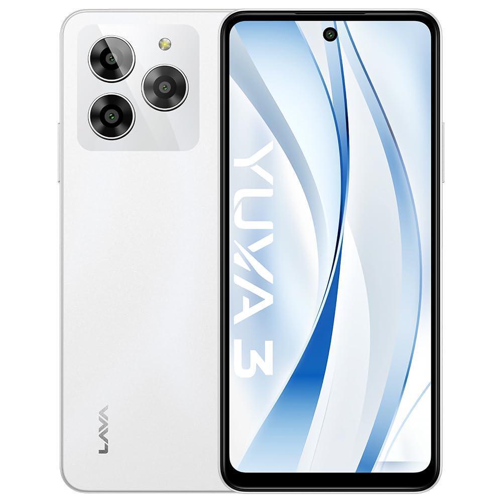 Lava Yuva 3 (Galaxy White,4+4*GB RAM,UFS 2.2 64GB Storage)|Premium Glossy Back|Octacore Processor|18W Fast Charging|90Hz Punch Hole Display|13MP AI Triple Camera|Side Fingerprint Sensor