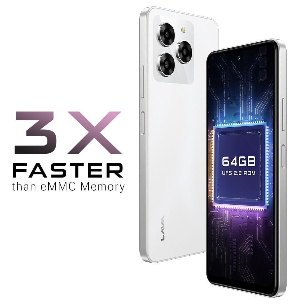 Lava Yuva 3 (Galaxy White,4+4*GB RAM,UFS 2.2 64GB Storage)|Premium Glossy Back|Octacore Processor|18W Fast Charging|90Hz Punch Hole Display|13MP AI Triple Camera|Side Fingerprint Sensor