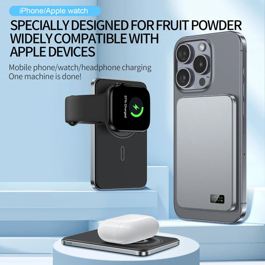 Stylish 5000mAh 20W 3-in-1 Magnetic Power Bank