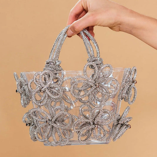 Bloom Rhinestone Pellucid Handbag
