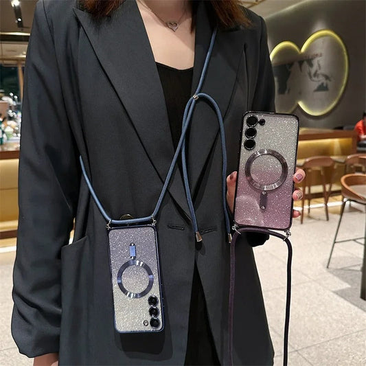 Sparkle Sling Bling Crossbody Strap Case - Samsung
