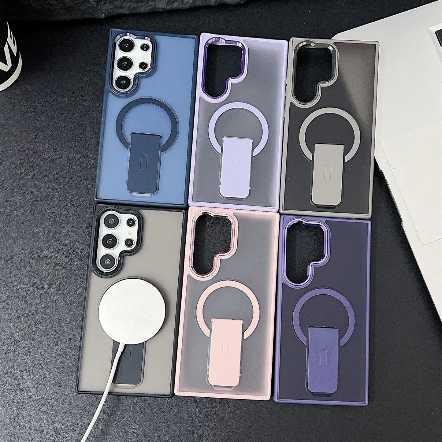 Frosted Elegance Kickstand Magnetic Case - Samsung
