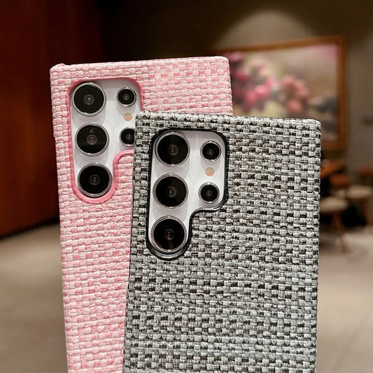 Plush Plain Canvas Fabric Pattern Case - Samsung