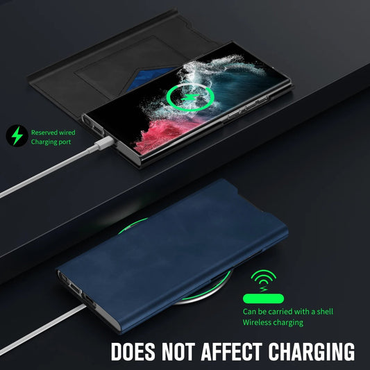 Premium Leather Wallet Case With Pen Slot - Samsung