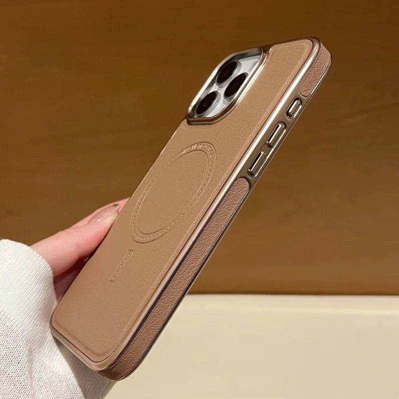 Edge Glow Sleek Electroplated Leather Case - iPhone