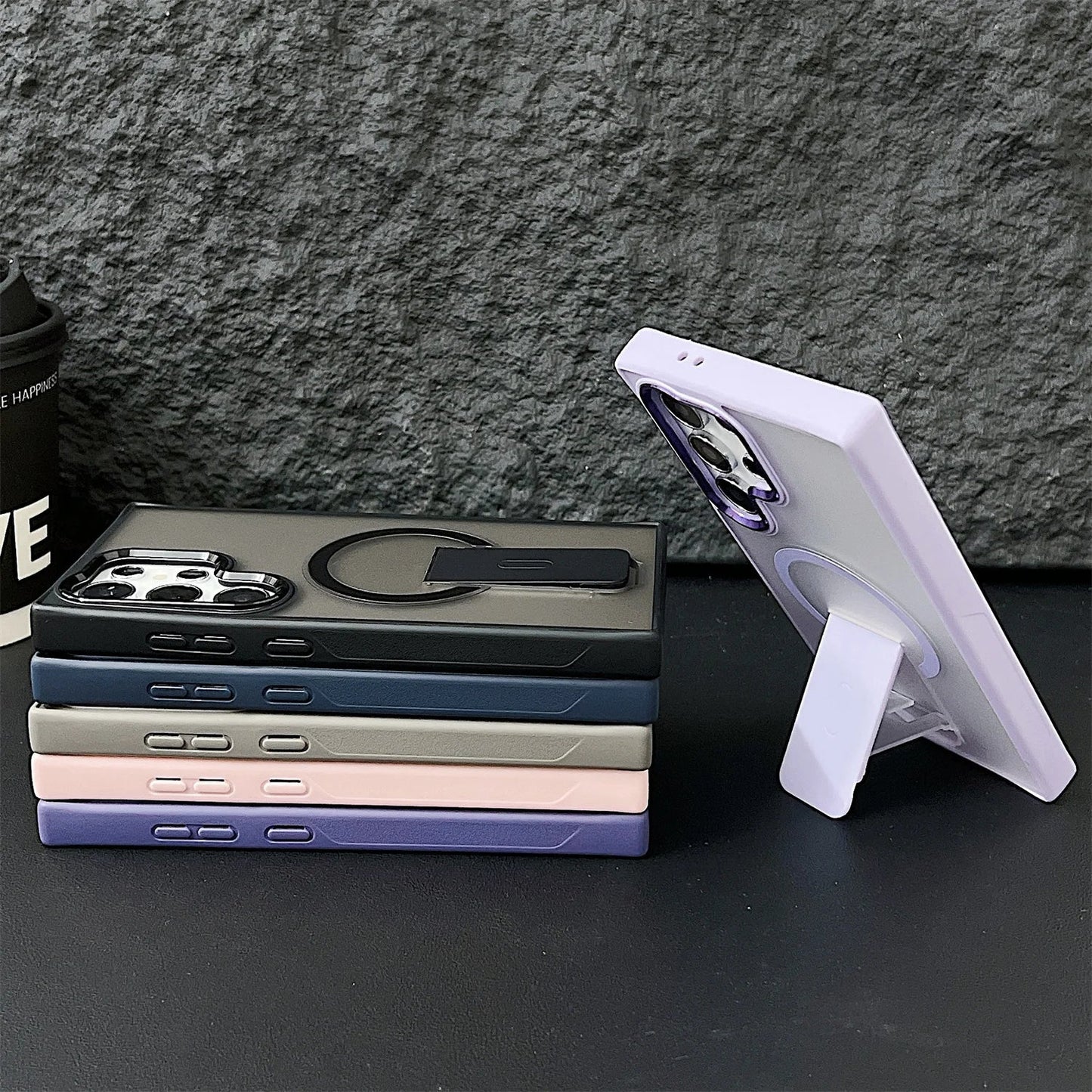 Frosted Elegance Kickstand Magnetic Case - Samsung